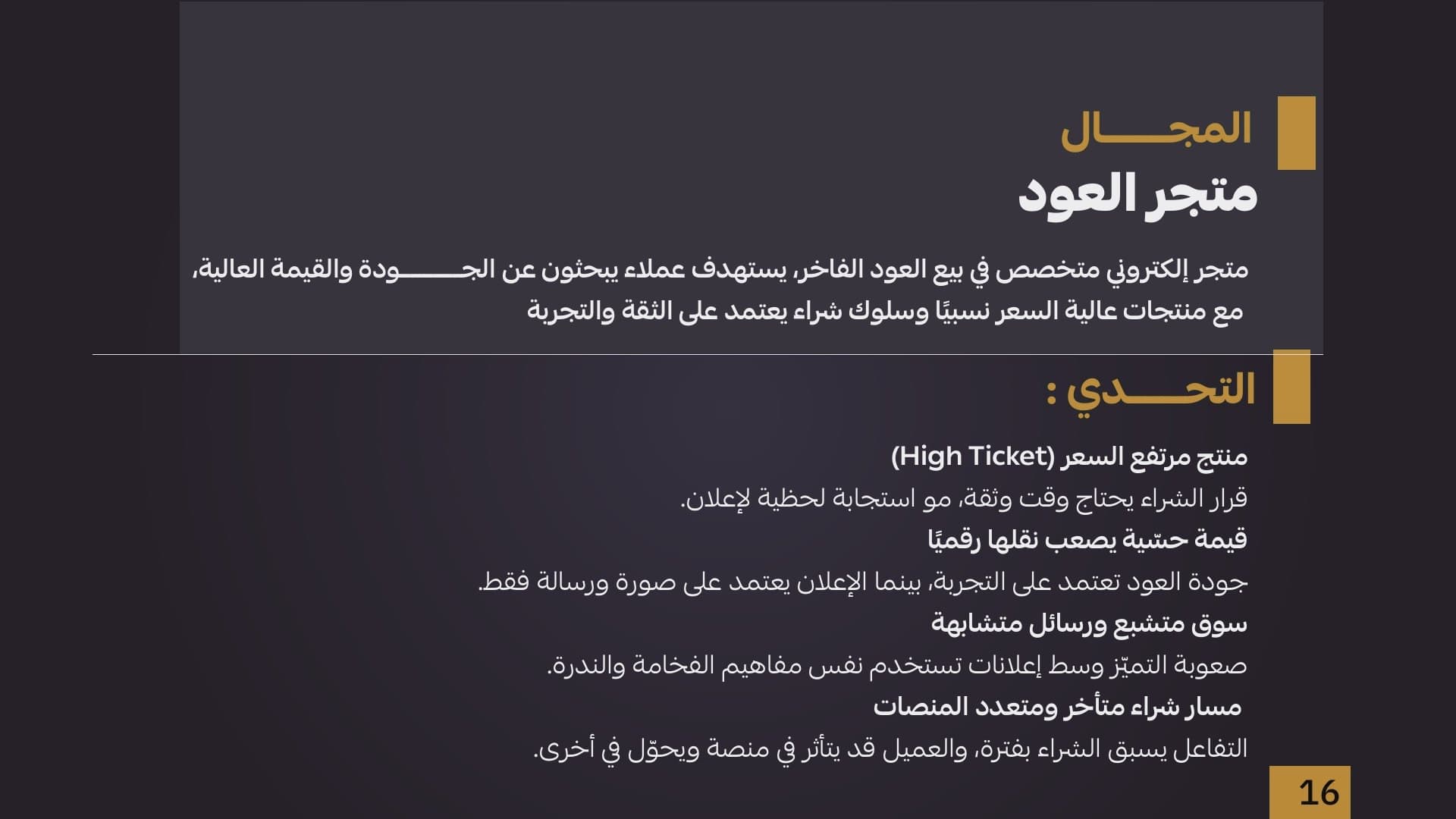 الشريحة 2 من دراسة متجر عود وعطور إلكتروني