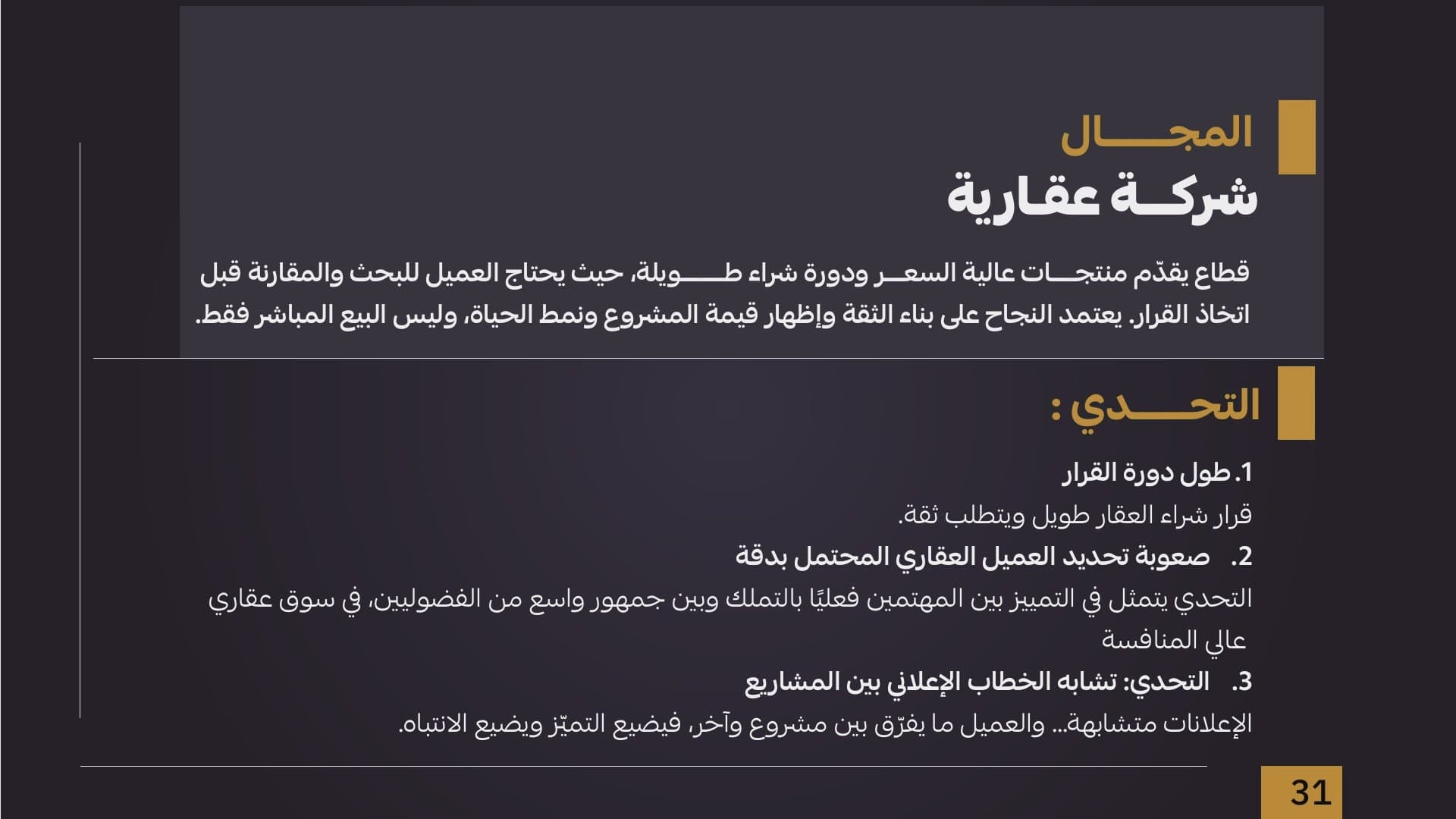الشريحة 2 من دراسة حملة توليد عملاء لشركة عقارية