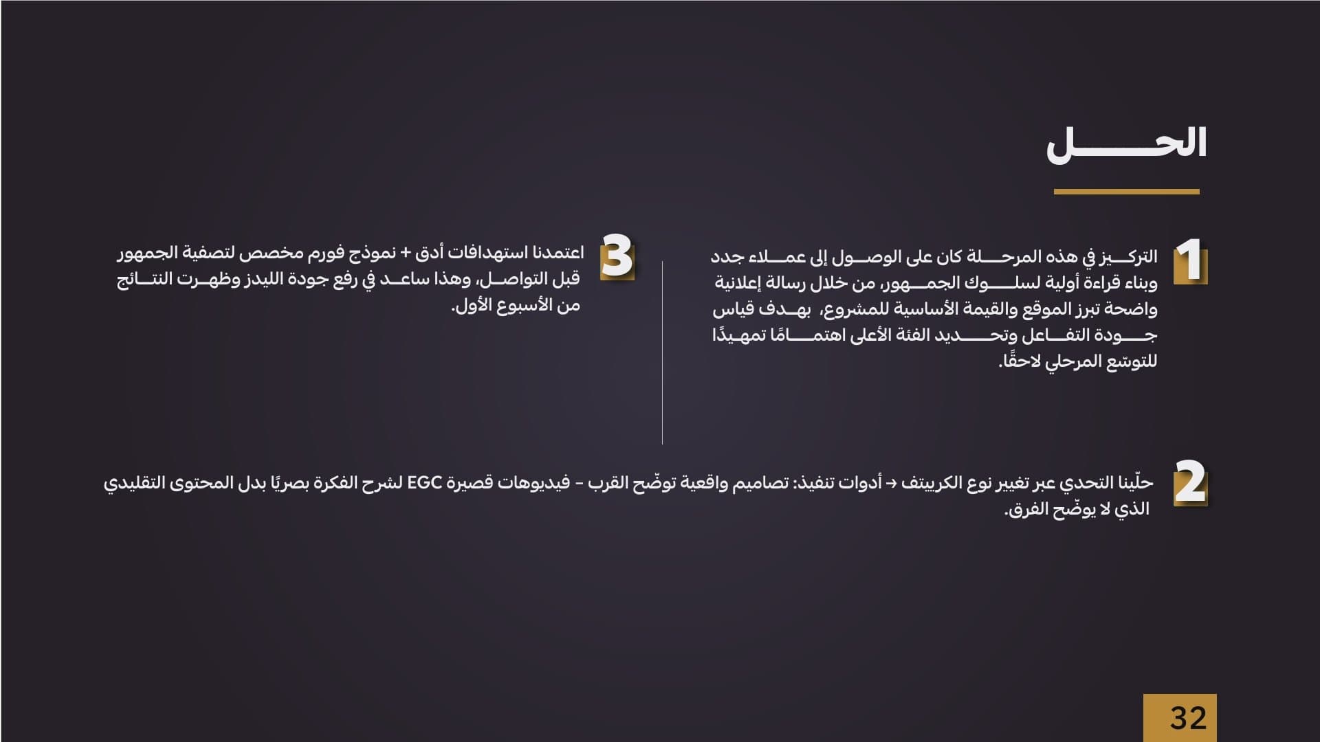 الشريحة 3 من دراسة حملة توليد عملاء لشركة عقارية